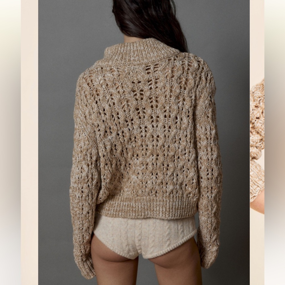BDG Urban Outfitters Killian Quarter-Zip Pointelle Sweater NWOT - Picture 15 of 15
